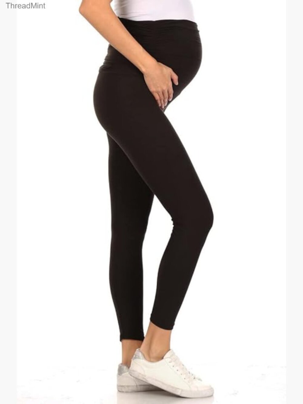 Maternity Leggings Over Belly Yoga Tights High Rise Ankle Length